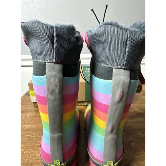 Western Chief Rainbow Rules Winterprene Insulated Rain Boots Big Girls Size 2 - Picture 6 of 10
